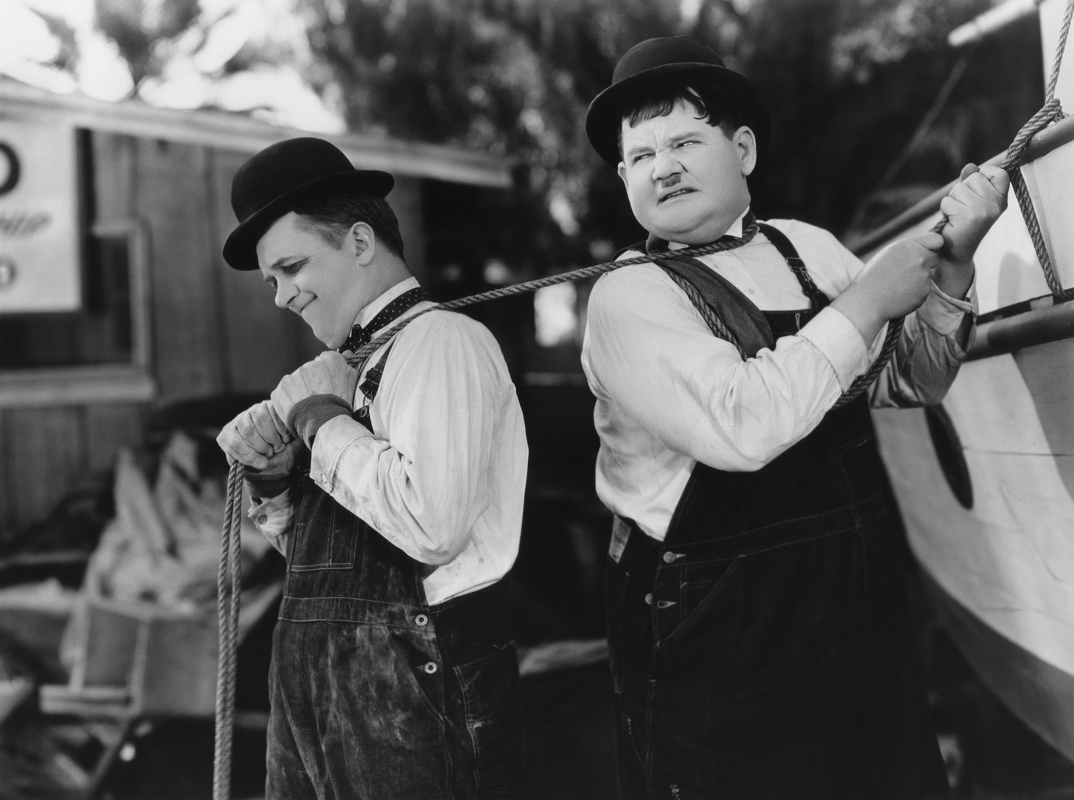 Laurel And Hardy Towed In A Hole